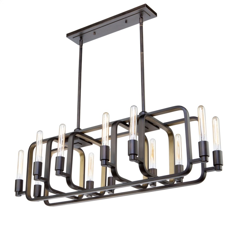 Marlborough 12-Light Island Pendant in Oil Rubbed Bronze & Gold Leaf