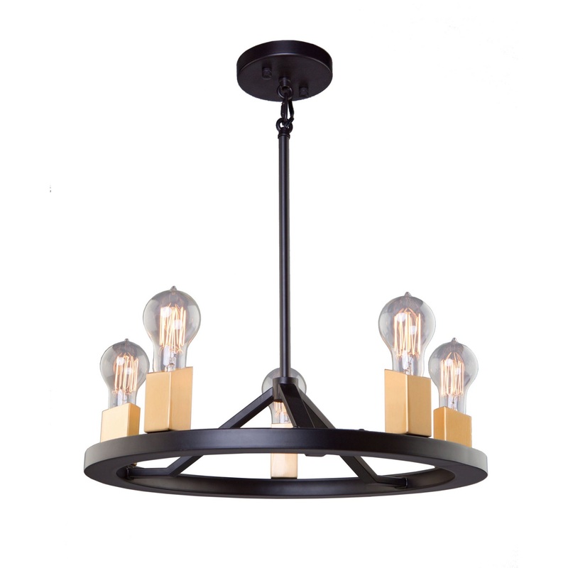 Skyline 5-Light Chandelier in Dark Bronze & Satin Brass
