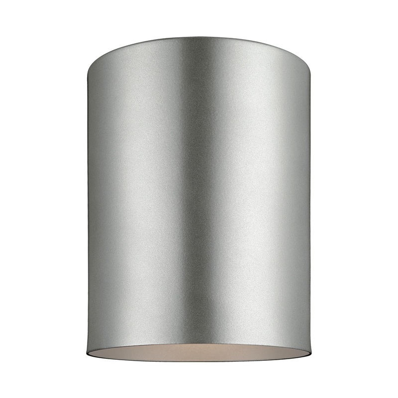 1-Light Outdoor Ceiling Flush Mount in Painted Brushed Nickel