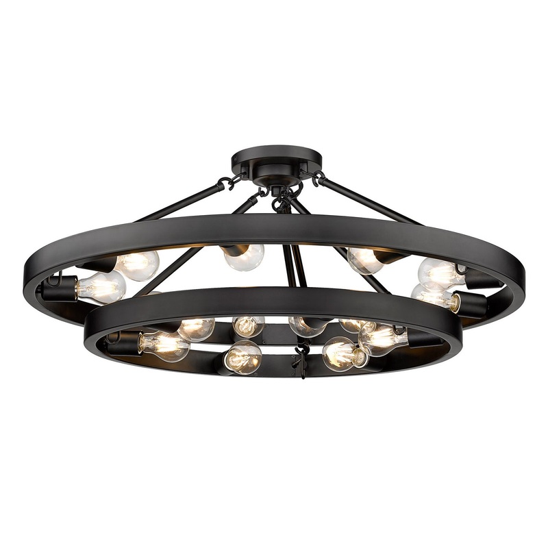 15-Light Semi-Flush Mount in Matte Black