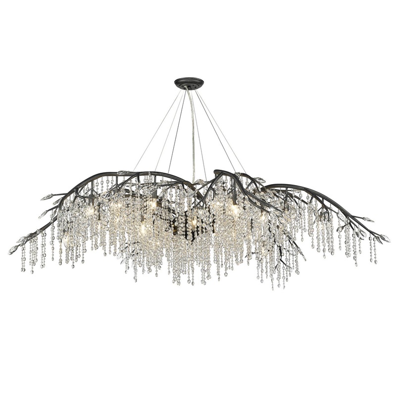24-Light Chandelier in Black Iron