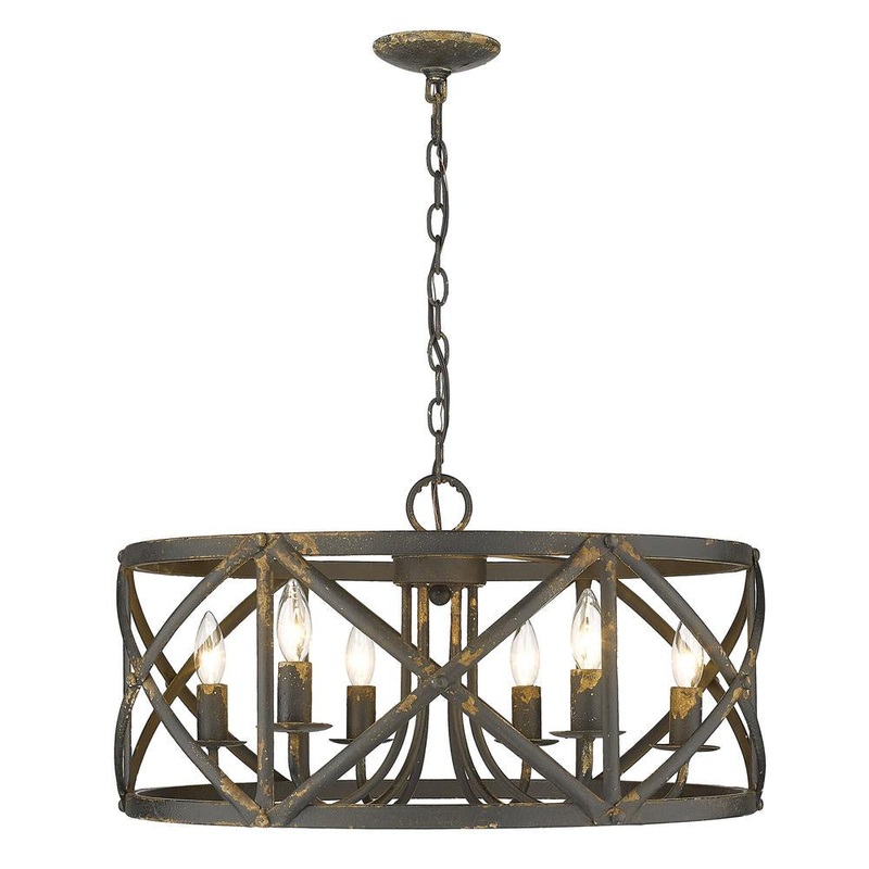 6-Light Chandelier in Antique Black Iron