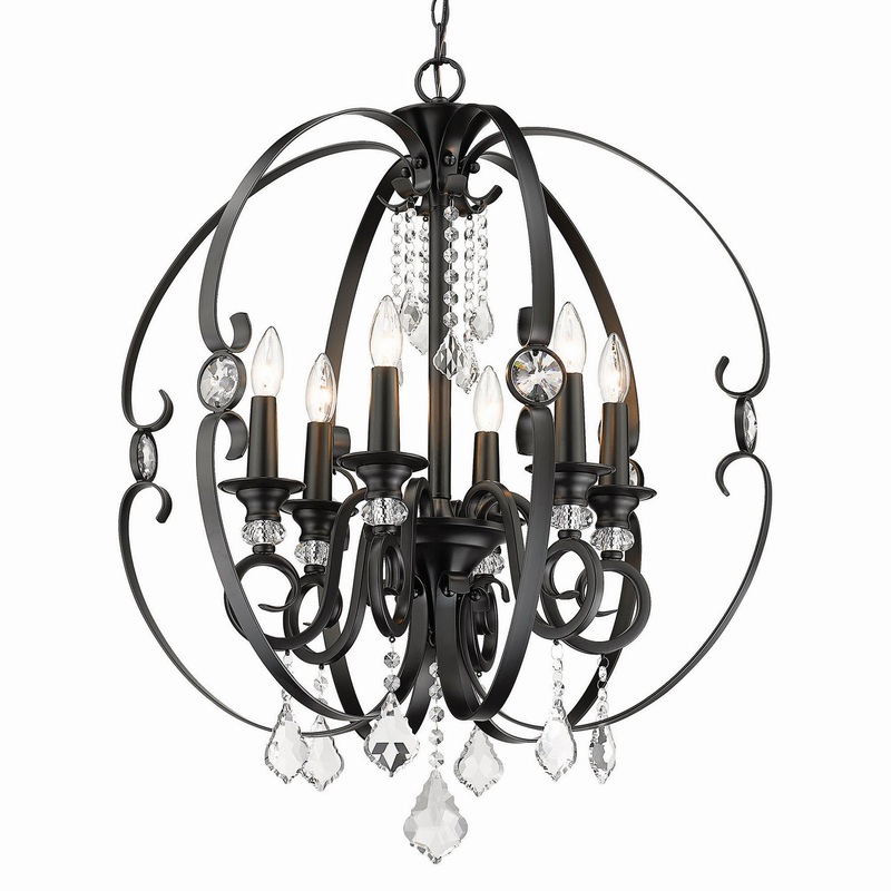 6-Light Chandelier in Matte Black
