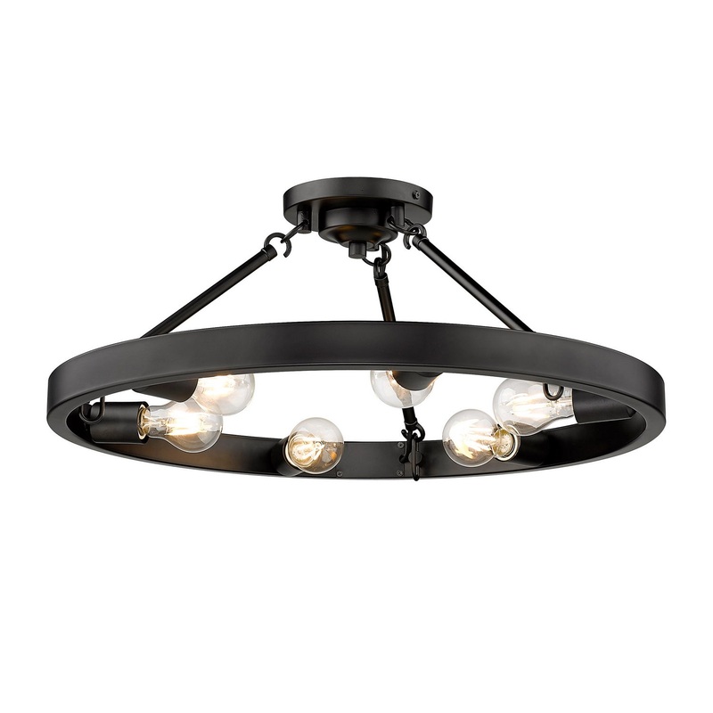 6-Light Semi-Flush Mount in Matte Black