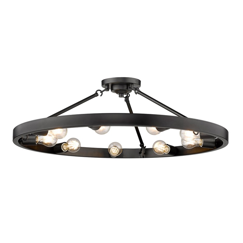 9-Light Semi-Flush Mount in Matte Black
