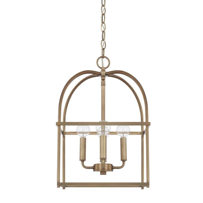 Aubrey 4-Light Foyer Pendant in Aged Brass