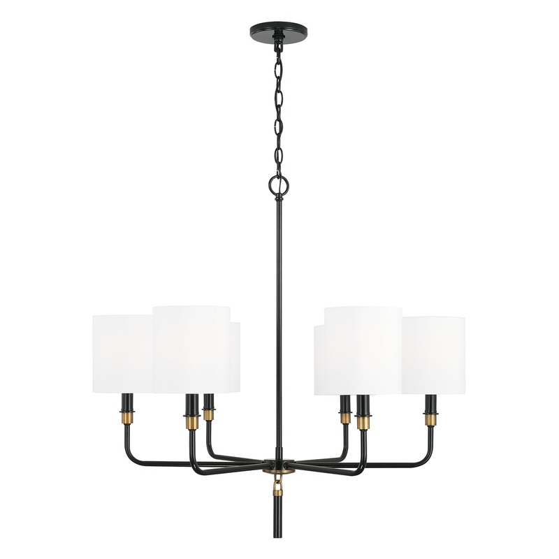Beckham 6-Light Chandelier in Glossy Black & Aged Brass