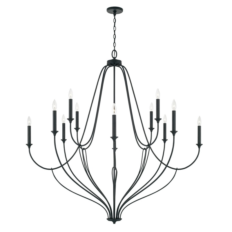 Bentley 12-LightChandelier in Black Iron