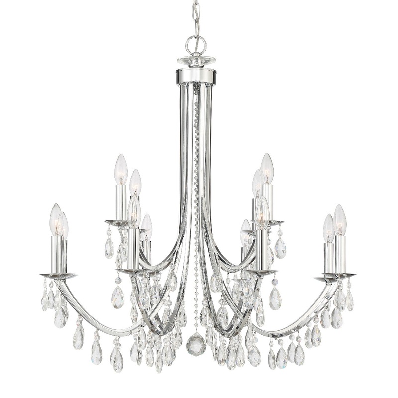 Bridgehampton 12-Light Chandelier in Polished Chrome with Hand Cut Crystal