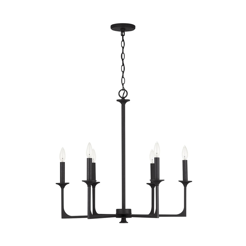 Clint 6-Light Chandelier in Black Iron