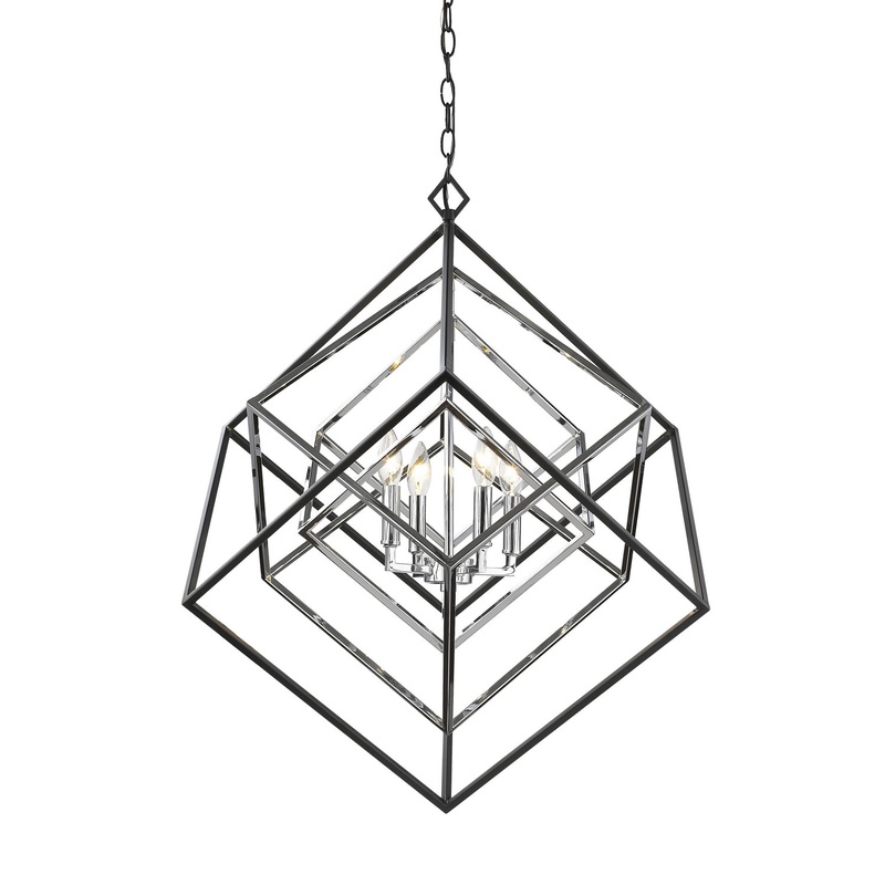 Euclid 4-Light Chandelier in Chrome & Matte Black