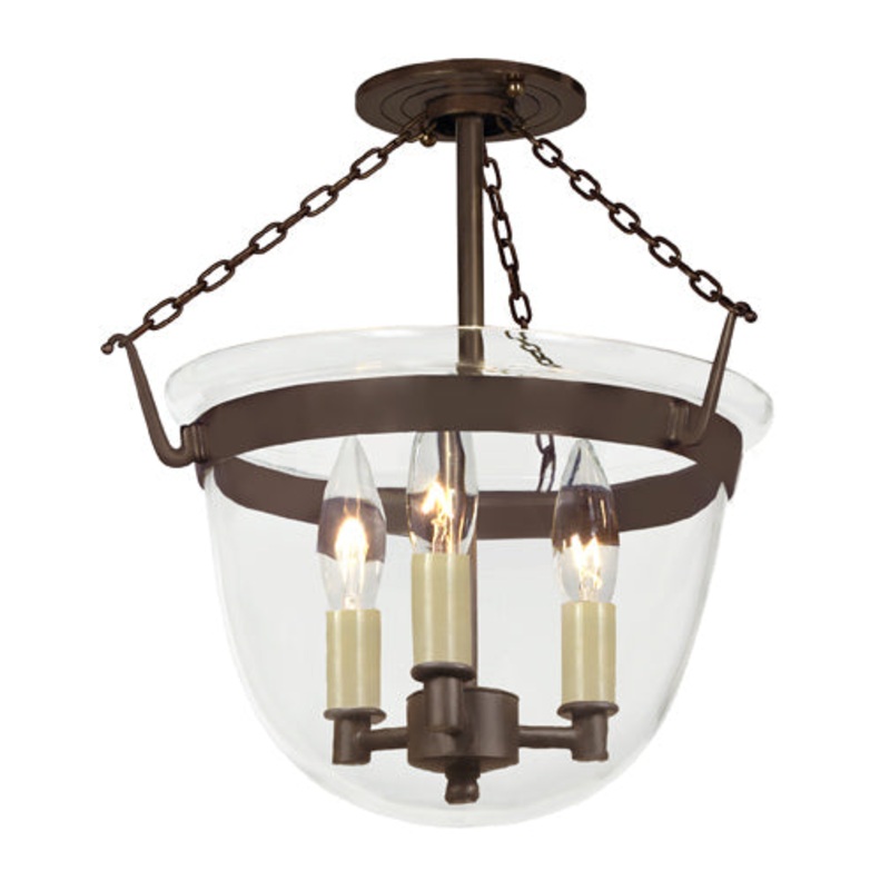 Harris Small Semi Flush Classic Bell Lantern with Clear Glass