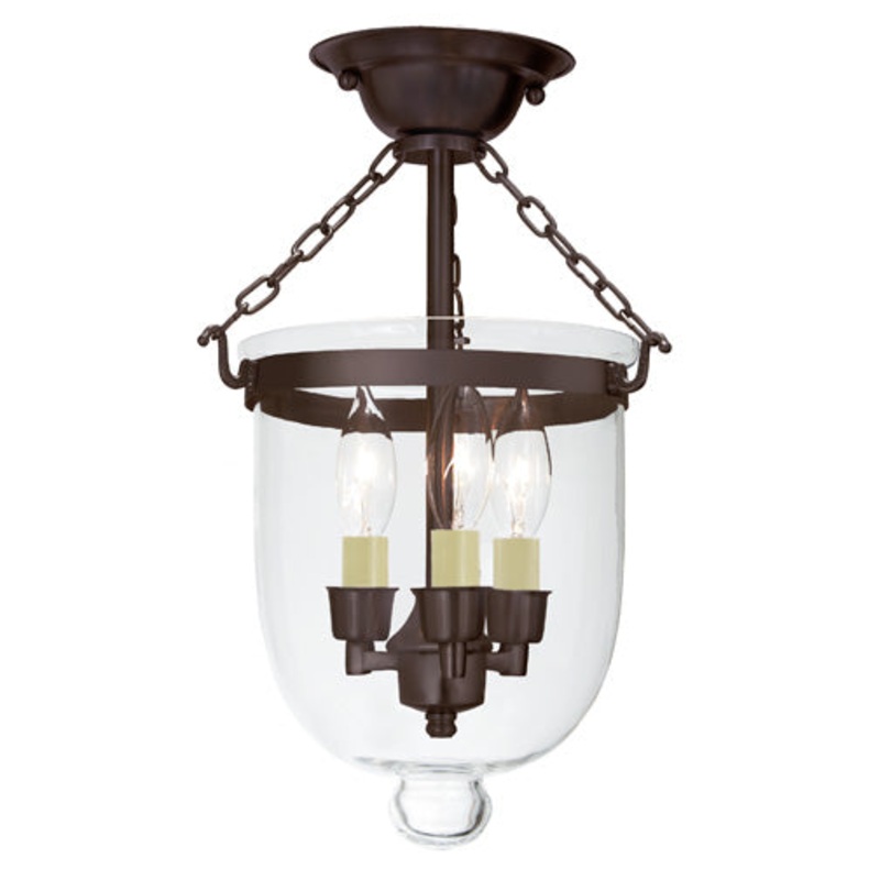 Jaylin Small Semi Flush Bell Jar Lantern with Clear Glass