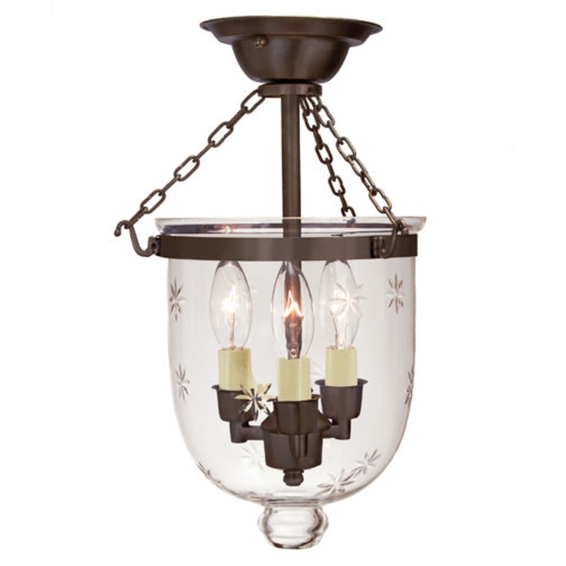 Jaylin Small Semi Flush Bell Jar Lantern with Star Glass
