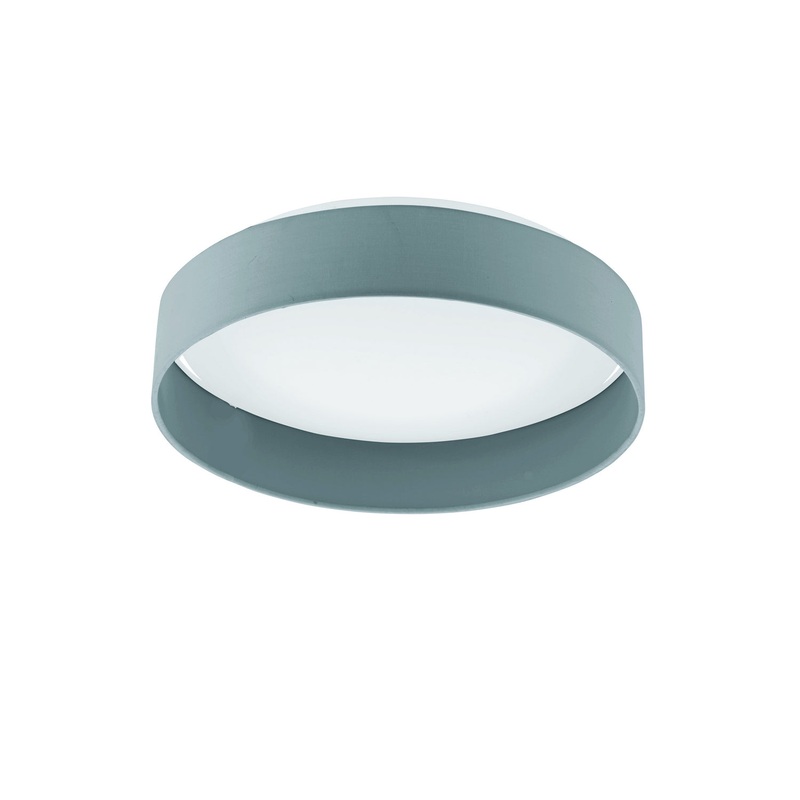 Palomaro 1x18W LED Ceiling Light with White Glass & Charcoal Grey Fabric Shade
