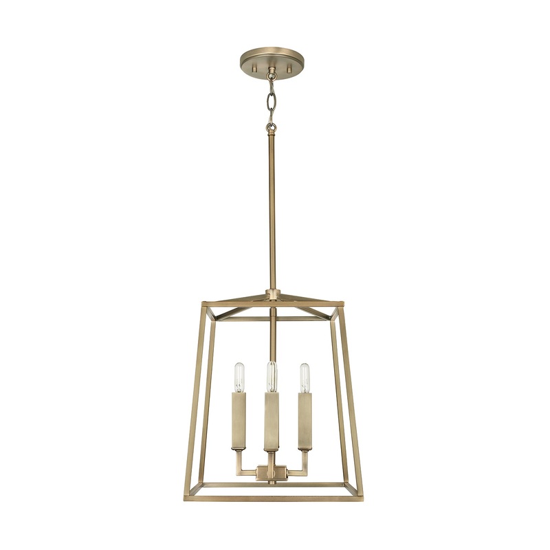 Thea 4-Light Foyer Pendant in Aged Brass