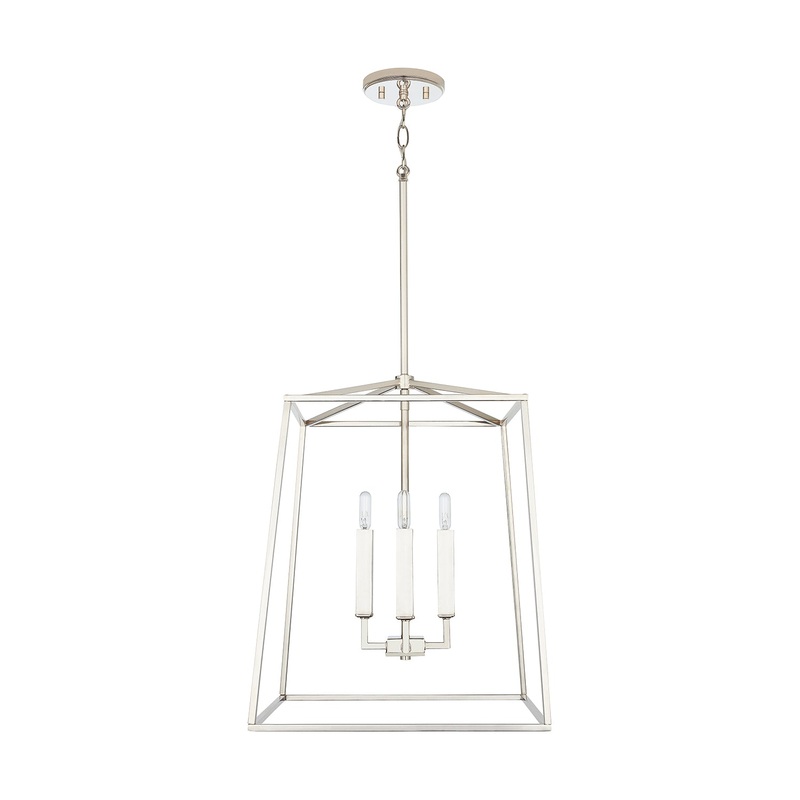 Thea 4-Light Foyer Pendant in Polished Nickel