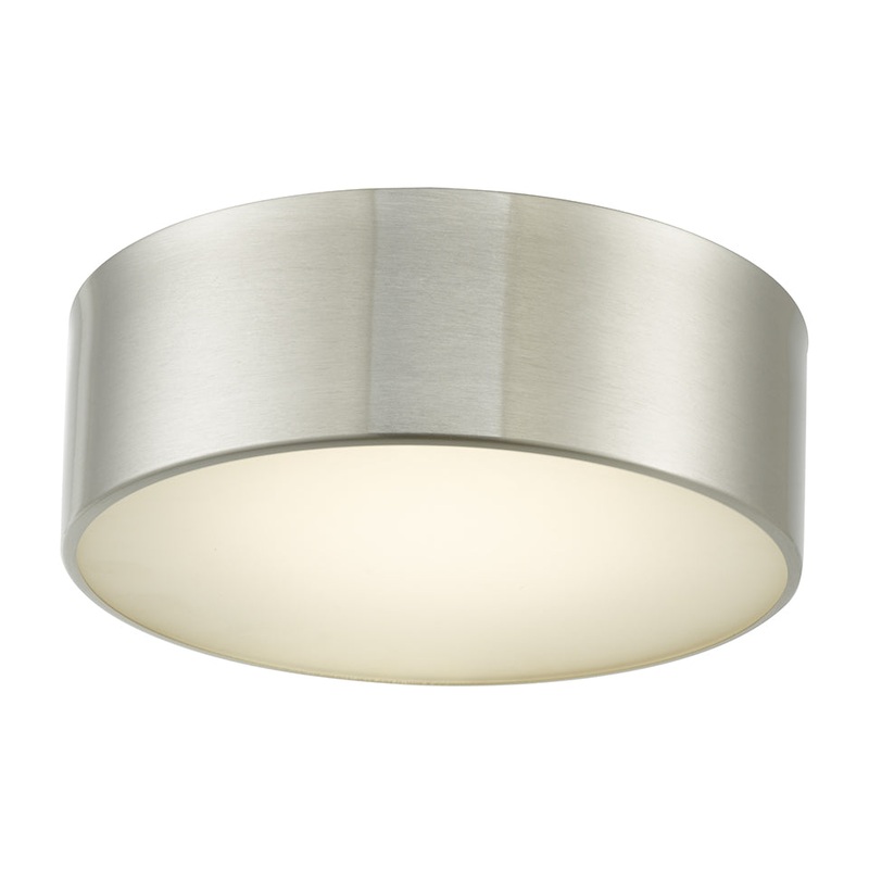 Bongo 10" Metal Cylinder And Frosted Glass Flush-Mount in Brushed Nickel