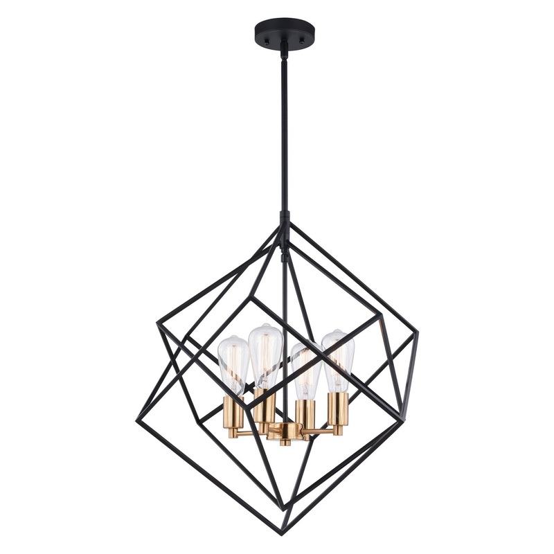 Rad 4-Light Pendant in Black & Natural Brass