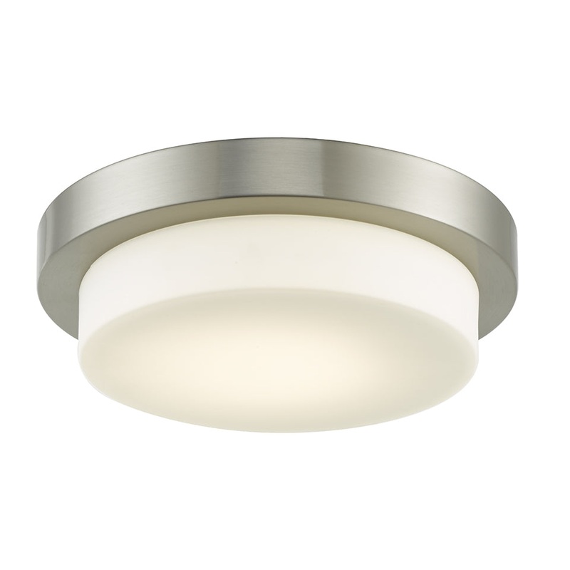 Step 11" Stepped Opal Glass Flush-Mount in Brushed Nickel