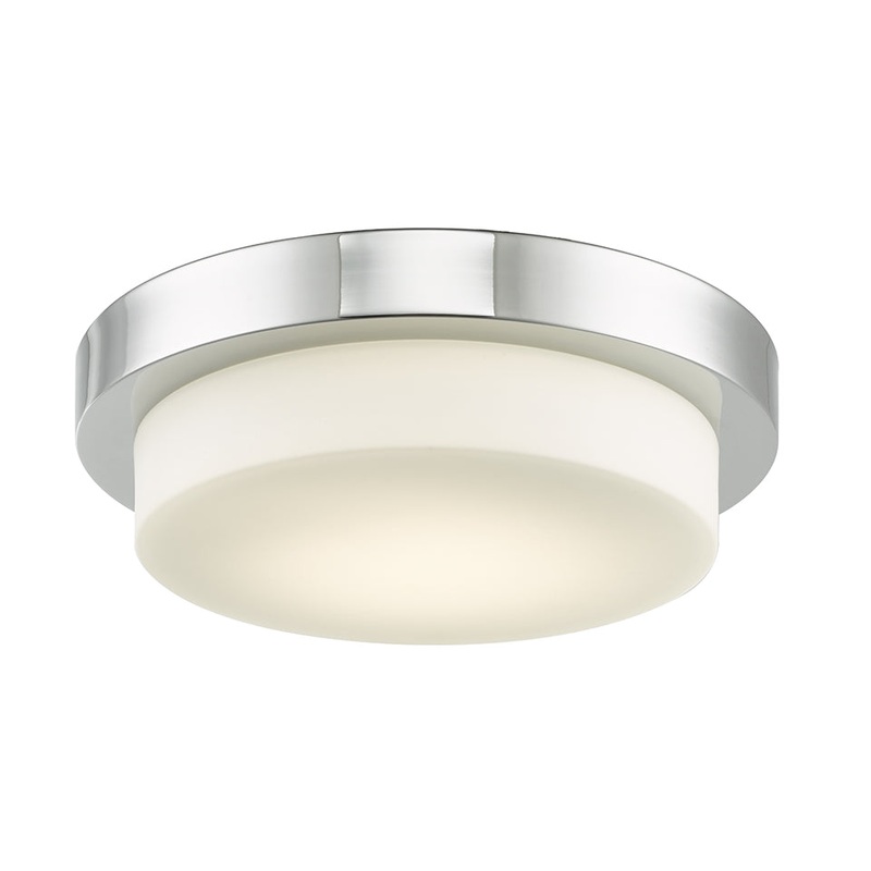 Step 11" Stepped Opal Glass Flush-Mount in Chrome