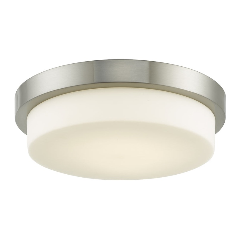 Step 13" Stepped Opal Glass Flush-Mount in Brushed Nickel