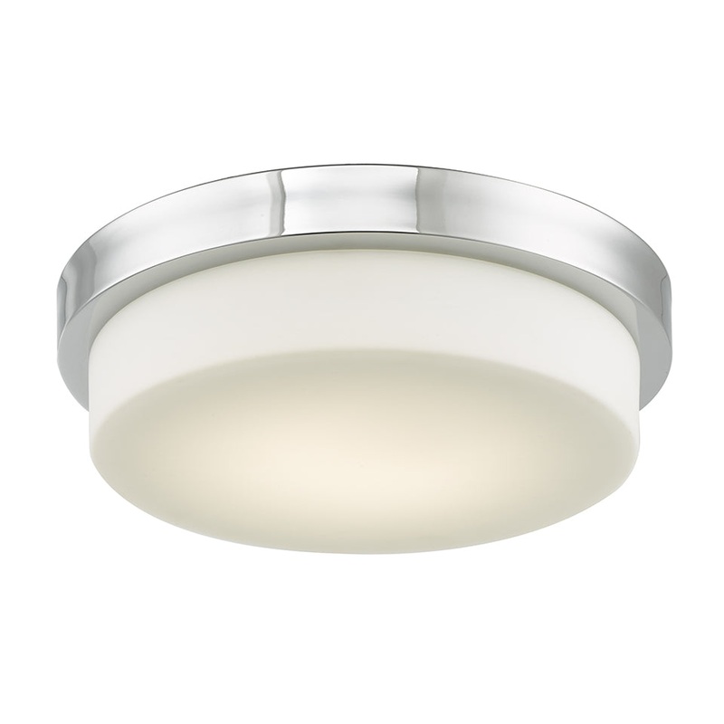 Step 13" Stepped Opal Glass Flush-Mount in Chrome