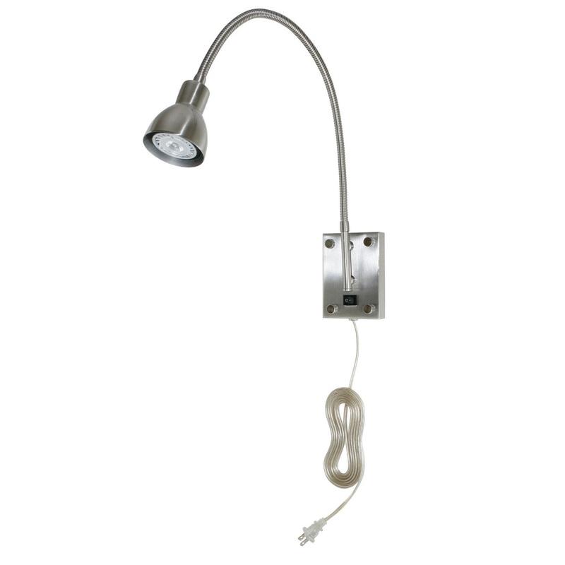 LED Gooseneck 1-Light Wall Lamp in Brushed Steel