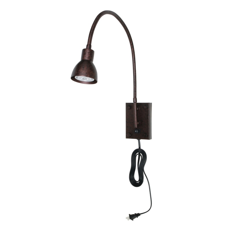LED Gooseneck 1-Light Wall Lamp in Rust
