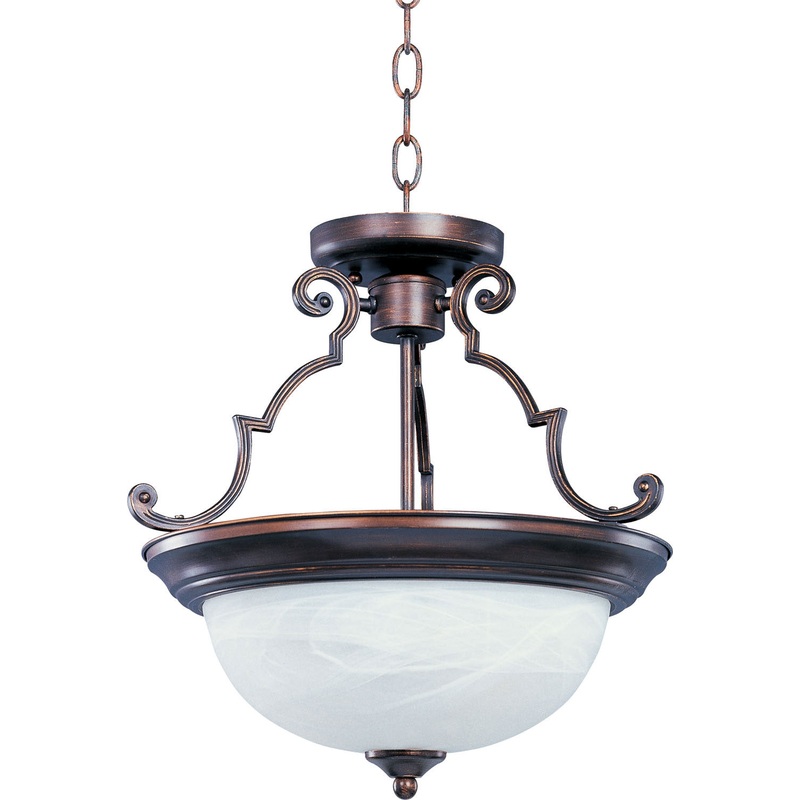 Essentials 2-Light Semi-Flush Mount in Oil Rubbed Bronze with Marble Glass