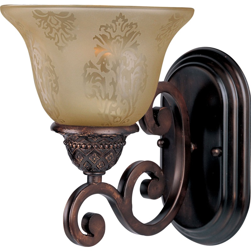 Symphony 1-Light Wall Sconce in Oil Rubbed Bronze with Screen Amber Glass/Shade