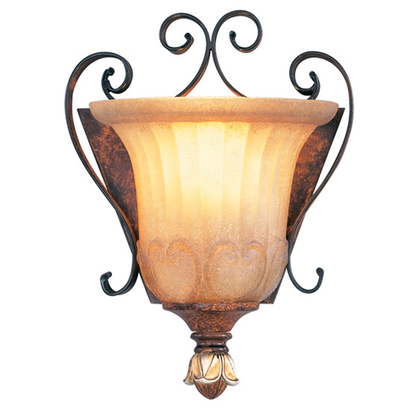 Villa Verona 1-Light Wall Sconce in Verona Bronze with Aged Gold Leaf Accents