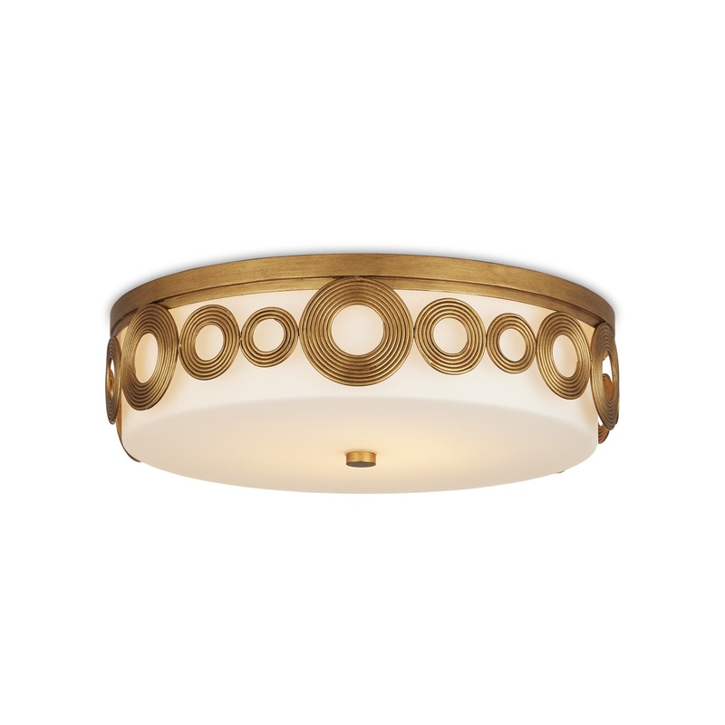 1-Light Flush Mount in Brass & Opaque White
