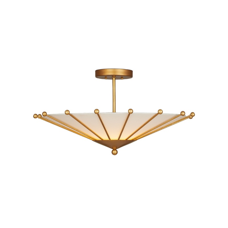1-Light Semi-Flush Mount in Contemporary Gold Leaf & Sugar White