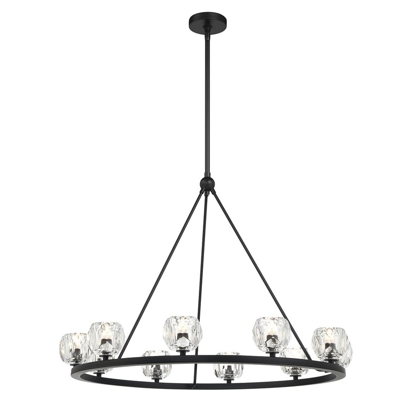 Aragon LED Chandelier in Matte Black & Crystal Shades