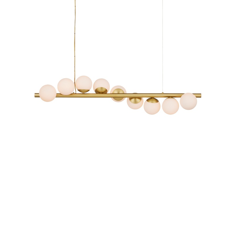Barcarolle 9-Light Chandelier in Brushed Brass & White