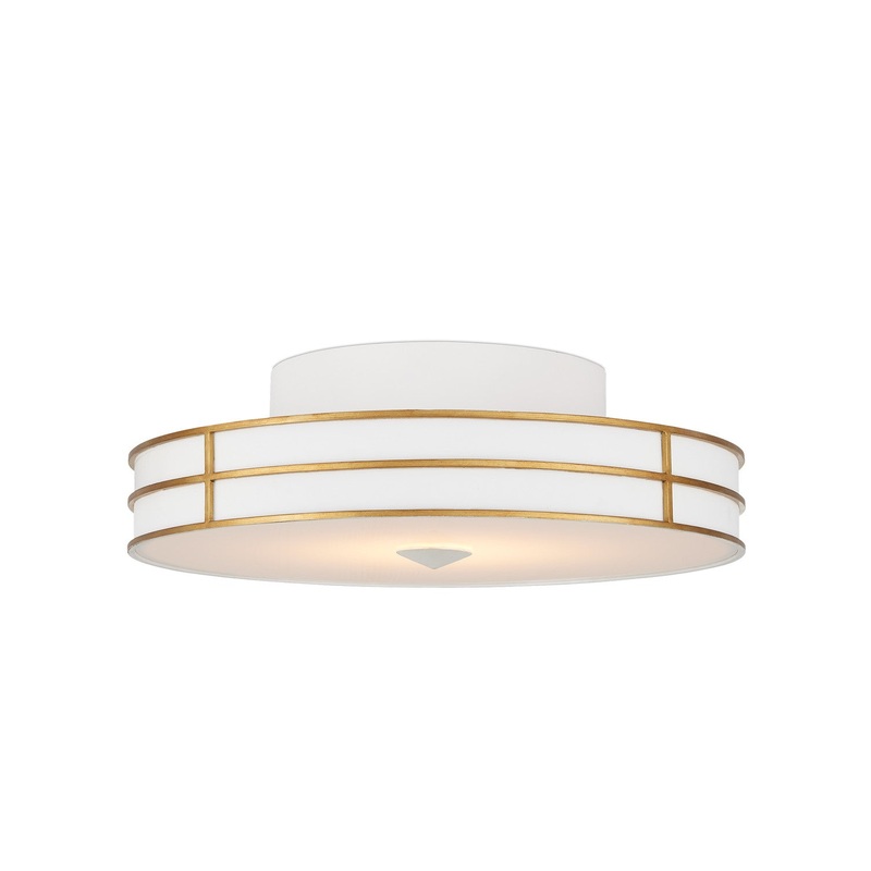 Fielding 1-Light Flush Mount in White & Contemporary Gold