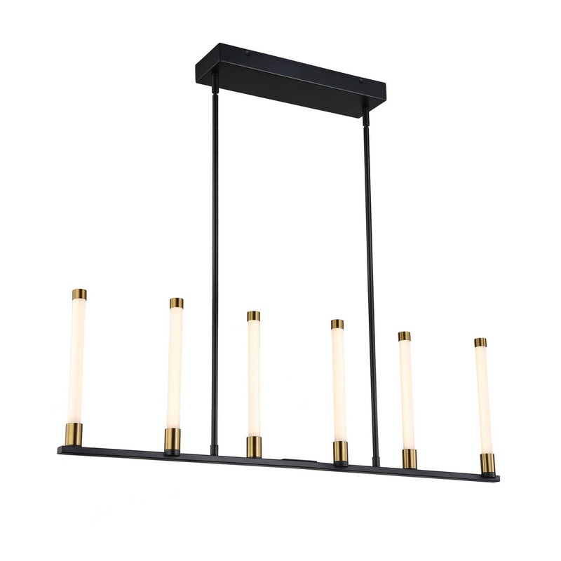 Infiniti LED Island Pendant in Matte Black & Brass