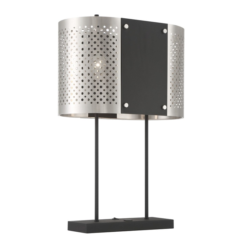 Noho 2-Light Table Lamp in Brushed Nickel with Sand Coal