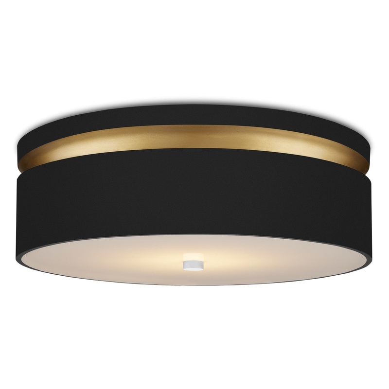 Serenity 1-Light Flush Mount in Satin Black, Contemporary Gold & White