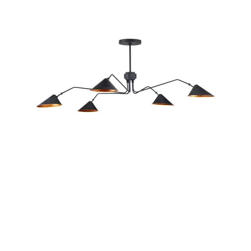 Serpa 5-Light Chandelier in French Black & Gold Leaf