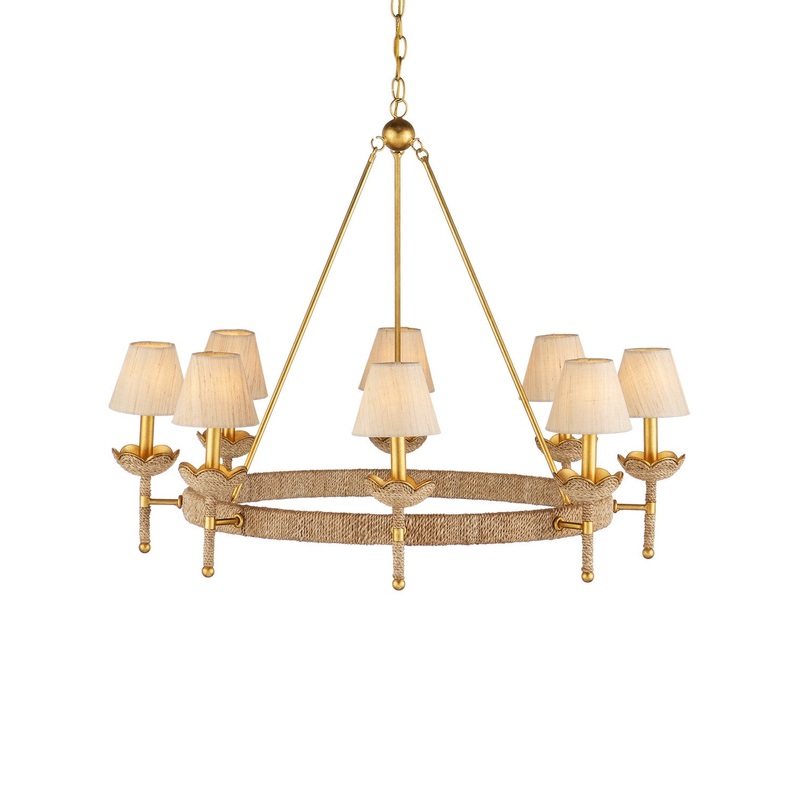 Vichy 8-Light Chandelier in Natural & Contemporary Gold Leaf