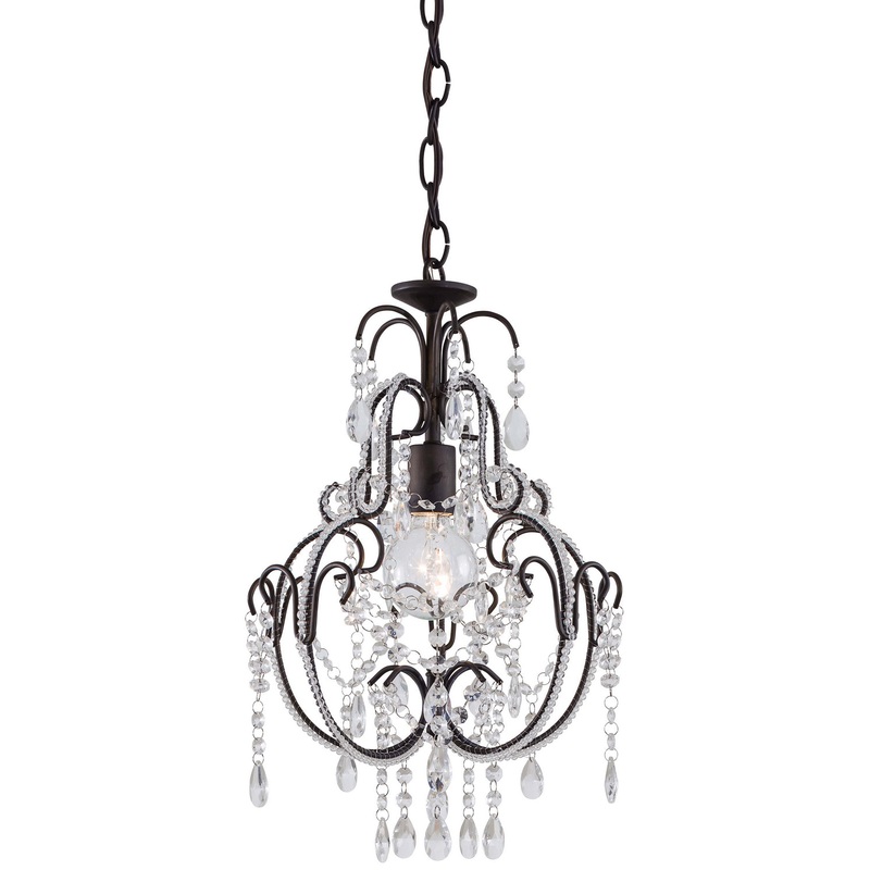 1-Light Mini-Chandelier in Taylor Bronze & Fluted Piastra Glass