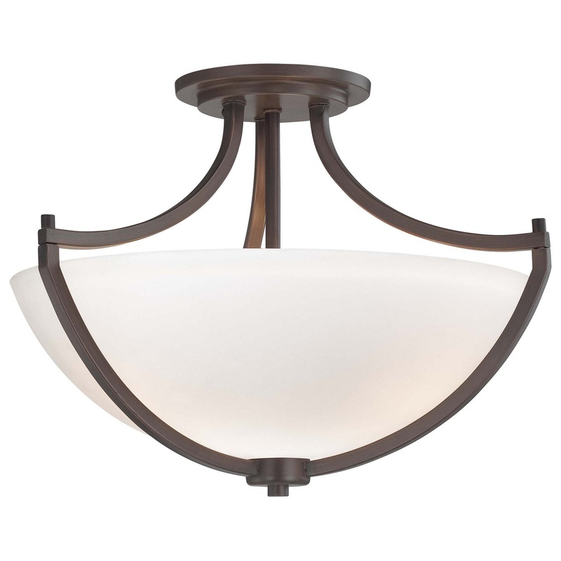 Middlebrook 3-Light Semi-Flush Mount in Vintage Bronze & Etched White Glass