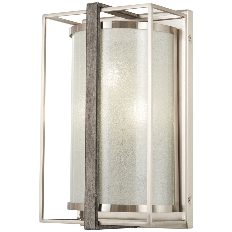 Tyson's Gate 3-Light Wall Sconce in Brushed Nickel with Shale Wood & White Iris Glass