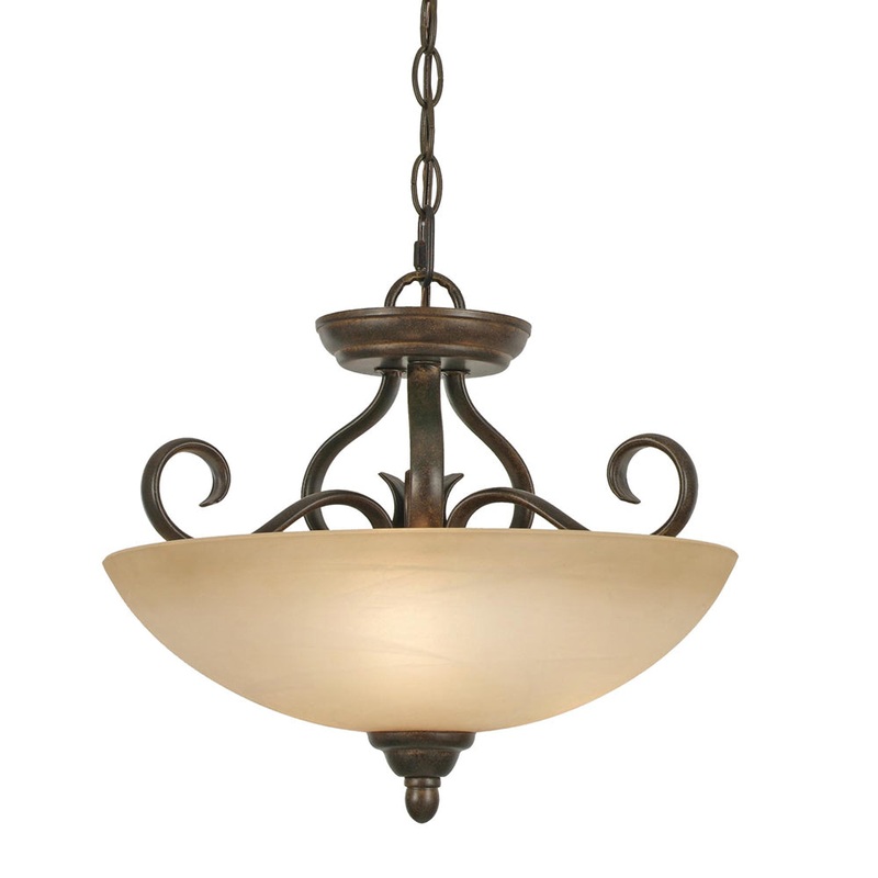 Riverton Semi-Flush (Convertible) in Peppercorn with Linen Swirl Glass
