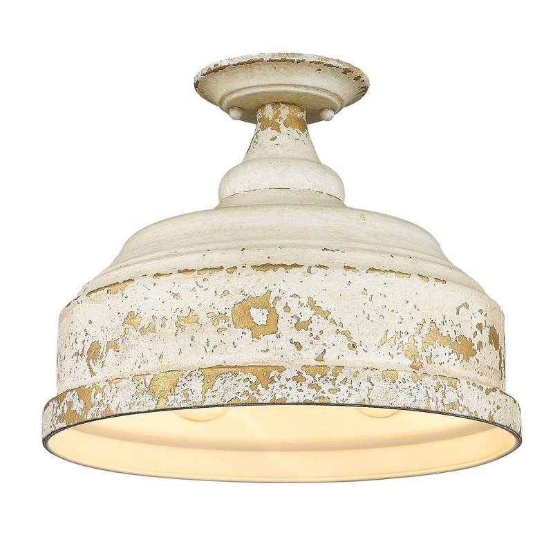 3-Light Semi-Flush Mount in Antique Ivory