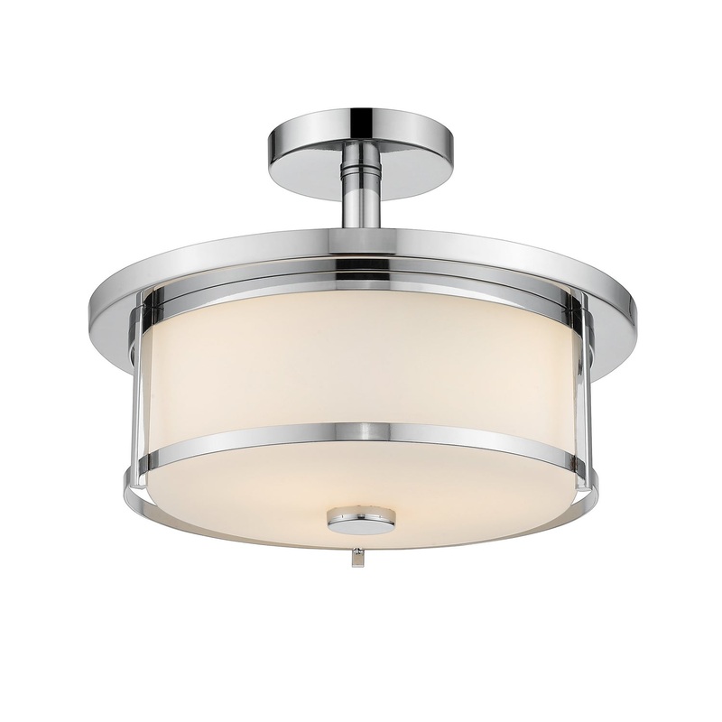 Savannah 2-Light Semi Flush Mount in Chrome with Matte Opal Glass