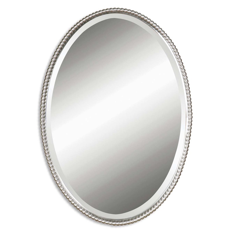 Uttermost's Sherise Brushed Nickel Oval Mirror Designed by Carolyn Kinder