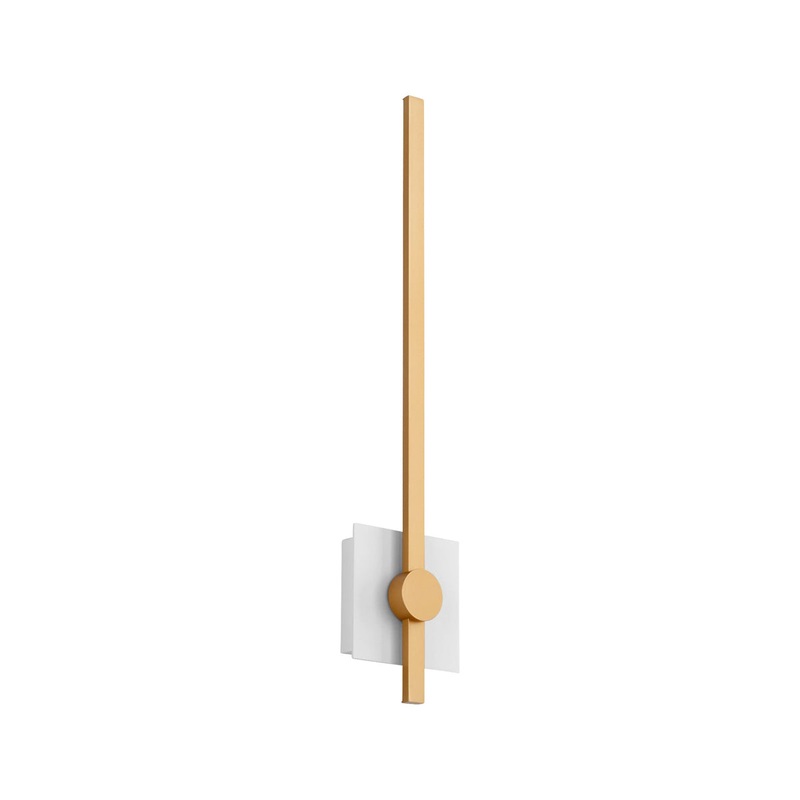 Zora 24" Wall Sconce in White with Industrial Brass